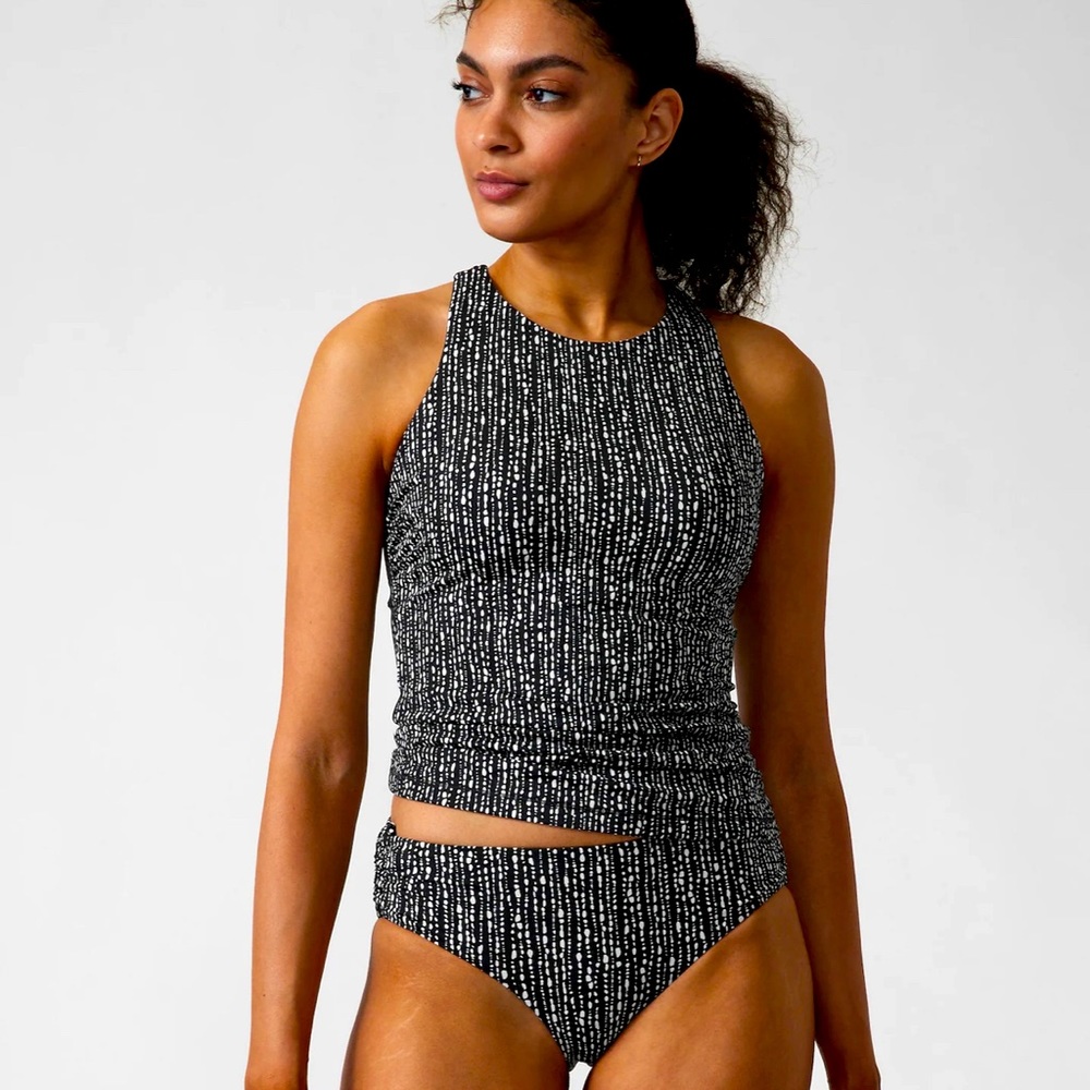 ATHLETA Maldives Bra Cup Tankini top - Rice pearls black NWT